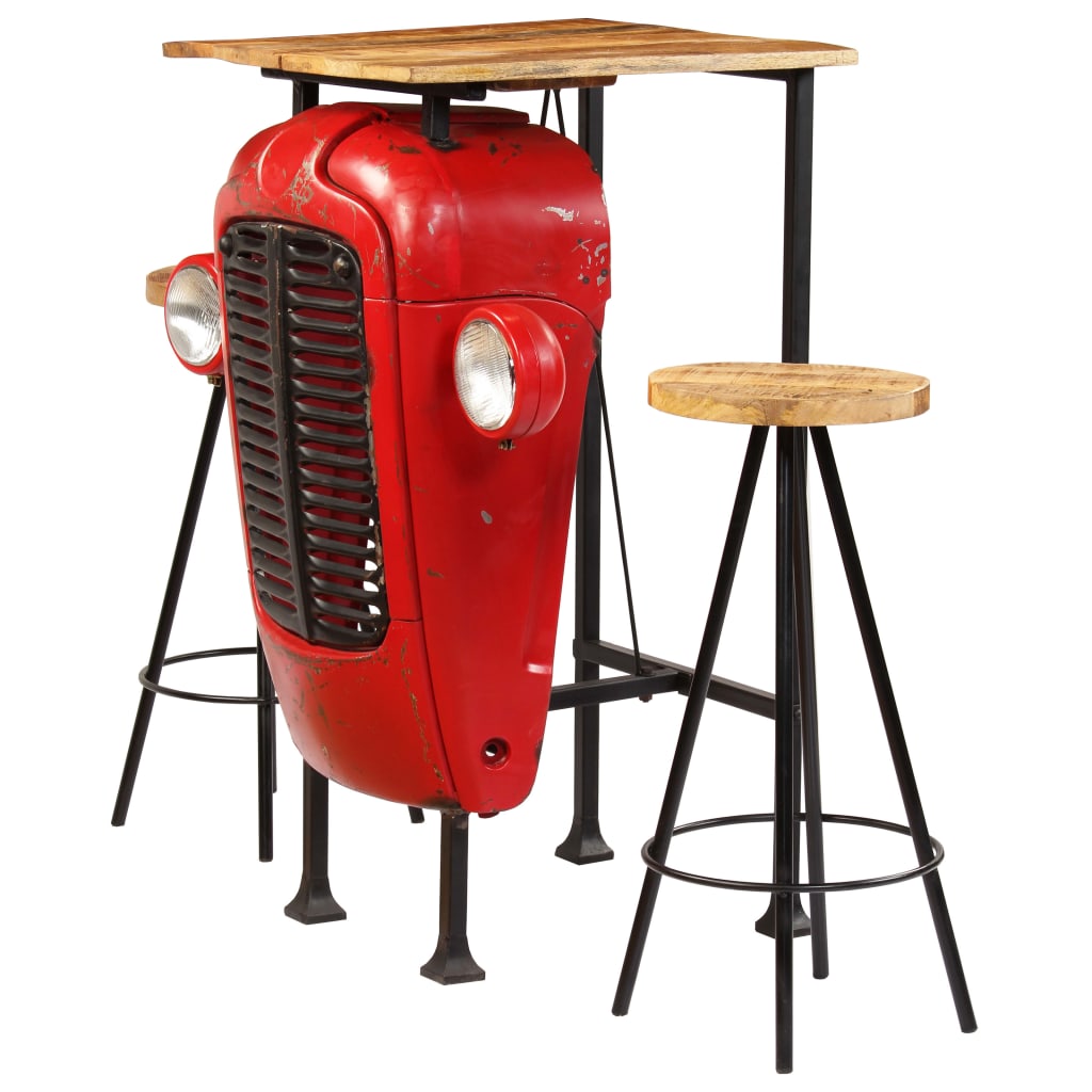 Set De Mesa Y Taburetes De Bar 7 Piezas Madera Maciza De Mango