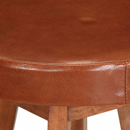 Taburetes De Cocina 2 Uds Cuero Auténtico Madera Maciza Acacia
