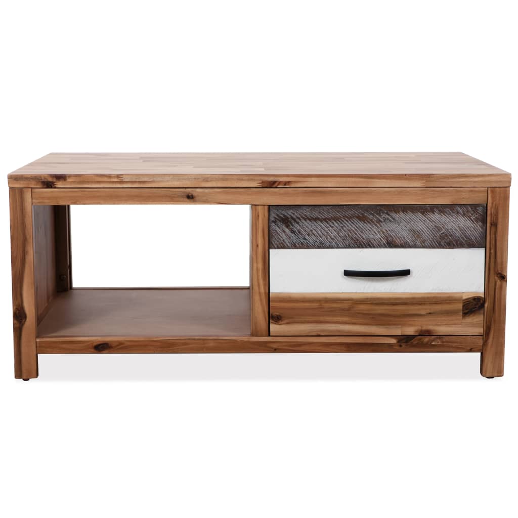 Mesa De Centro De Madera Maciza De Acacia 90X50X37,5 Cm