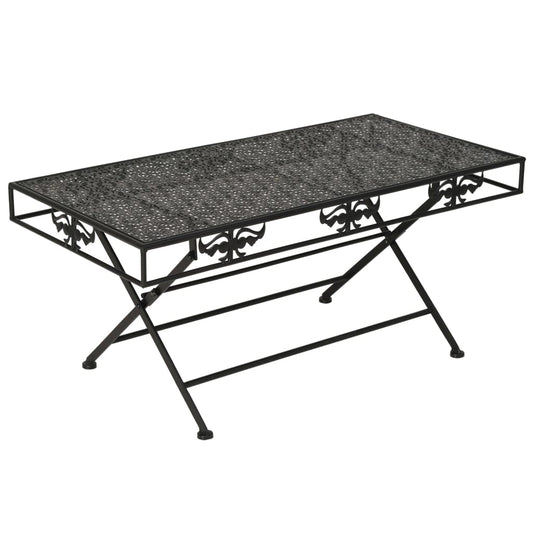 Mesa De Centro Plegable Estilo Vintage Metal Negro 100X50X45 Cm