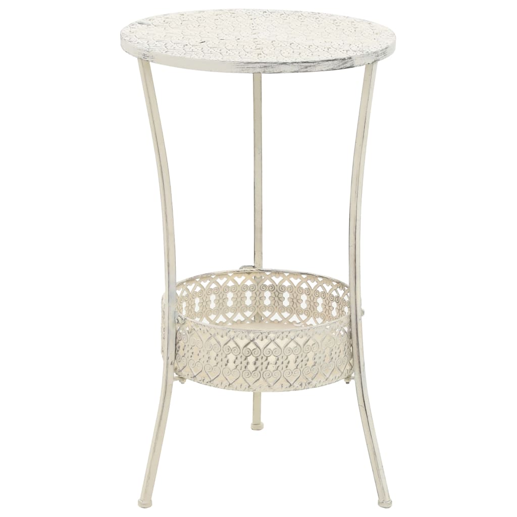 Mesa Bistró Estilo Vintage Metal Redonda 40X70 Cm Blanca