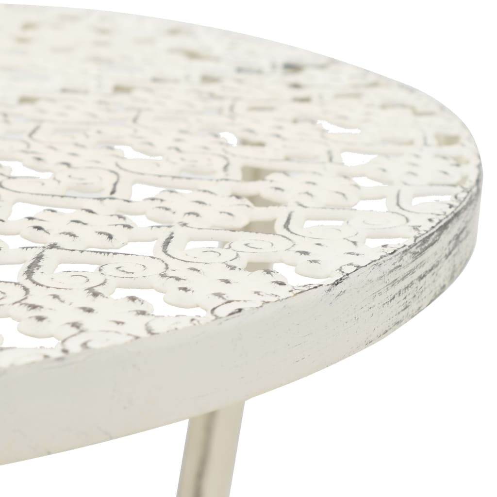 Mesa Bistró Estilo Vintage Metal Redonda 40X70 Cm Blanca