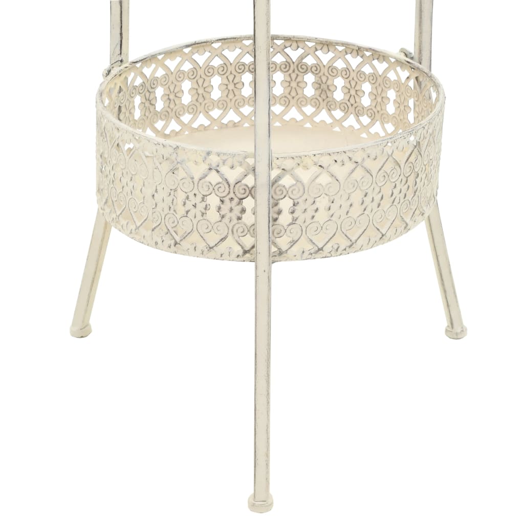 Mesa Bistró Estilo Vintage Metal Redonda 40X70 Cm Blanca