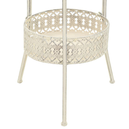 Mesa Bistró Estilo Vintage Metal Redonda 40X70 Cm Blanca