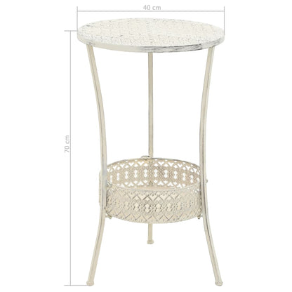 Mesa Bistró Estilo Vintage Metal Redonda 40X70 Cm Blanca