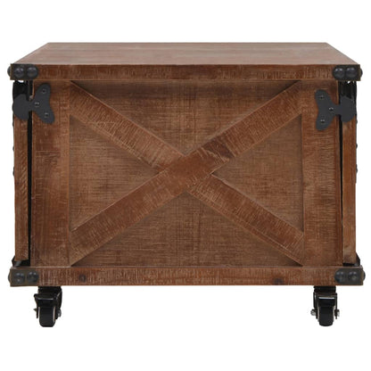 Mesa De Centro De Madera Maciza De Abeto Marrón 91X51X38 Cm