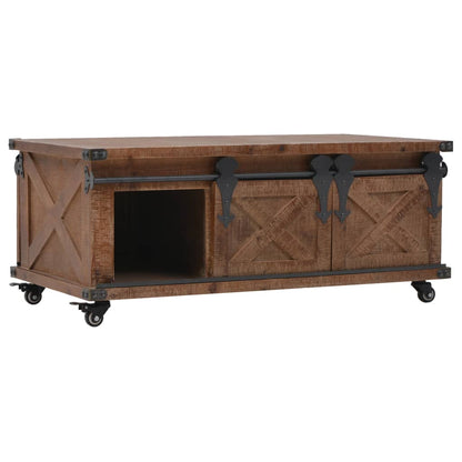 Mesa De Centro De Madera Maciza De Abeto Marrón 91X51X38 Cm