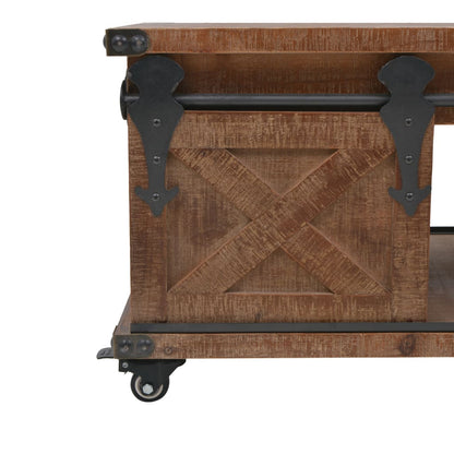 Mesa De Centro De Madera Maciza De Abeto Marrón 91X51X38 Cm