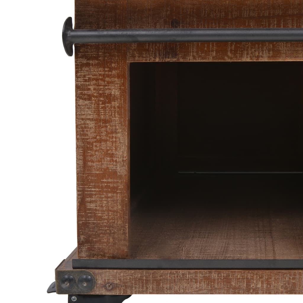 Mesa De Centro De Madera Maciza De Abeto Marrón 91X51X38 Cm