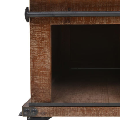 Mesa De Centro De Madera Maciza De Abeto Marrón 91X51X38 Cm