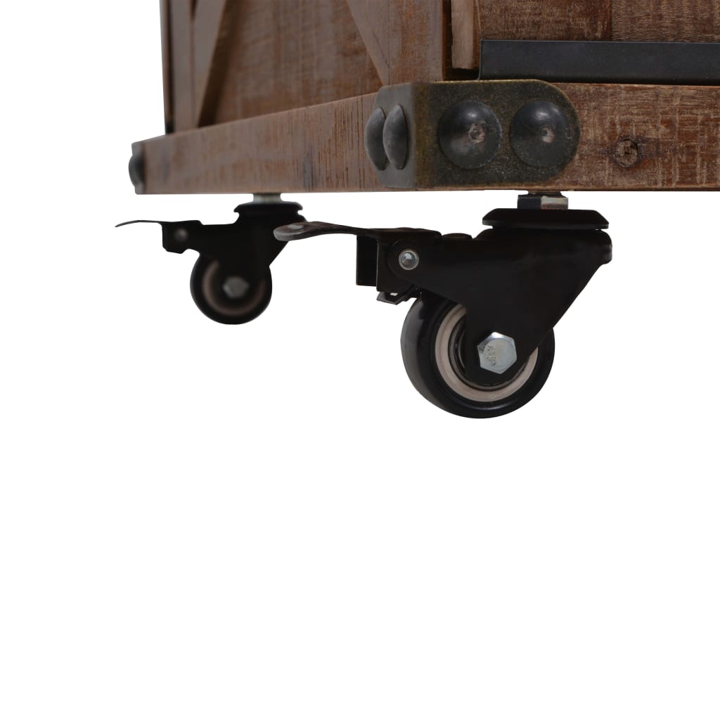 Mesa De Centro De Madera Maciza De Abeto Marrón 91X51X38 Cm