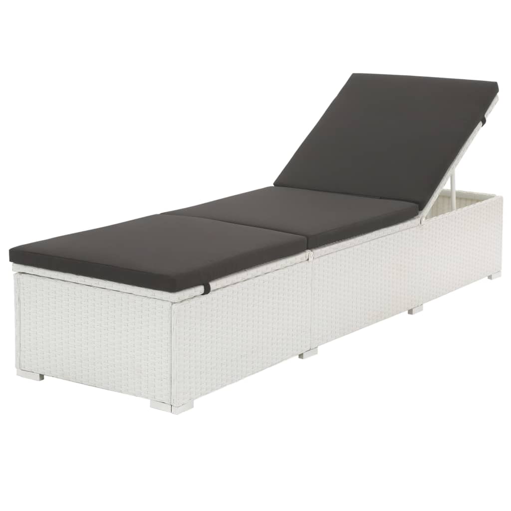 Tumbona Con Cojín Ratán Sintético Blanco