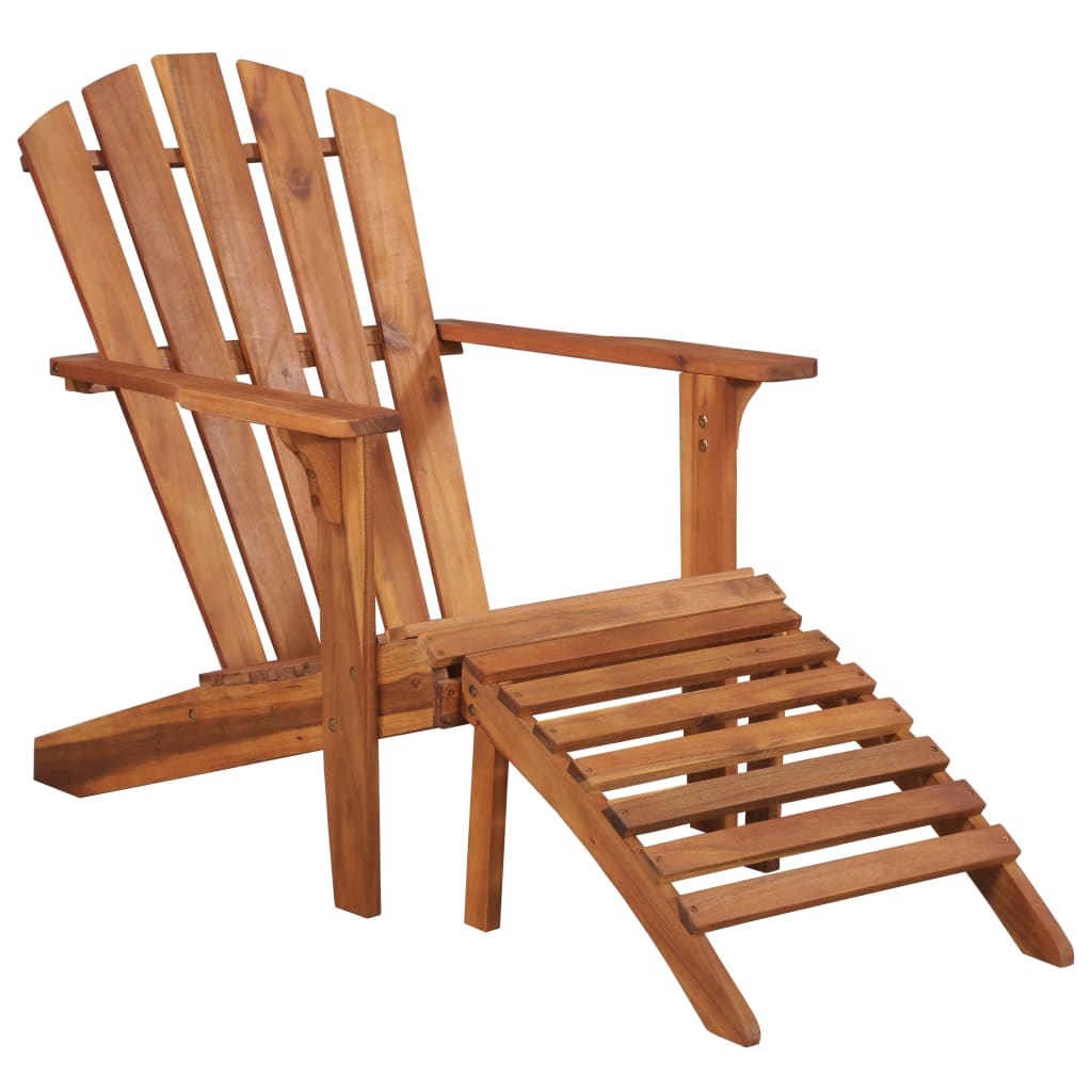 Silla De Jardín Adirondack Con Reposapiés Madera Acacia Maciza