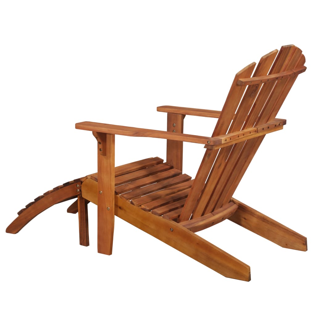 Silla De Jardín Adirondack Con Reposapiés Madera Acacia Maciza