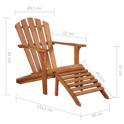 Silla De Jardín Adirondack Con Reposapiés Madera Acacia Maciza