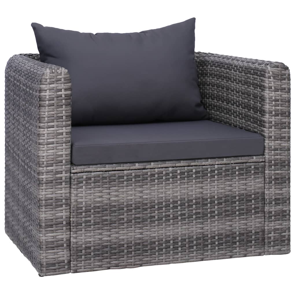 Silla De Jardín Con Cojines Ratán Sintético Gris