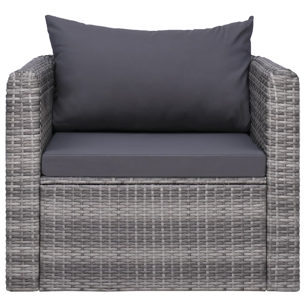 Silla De Jardín Con Cojines Ratán Sintético Gris