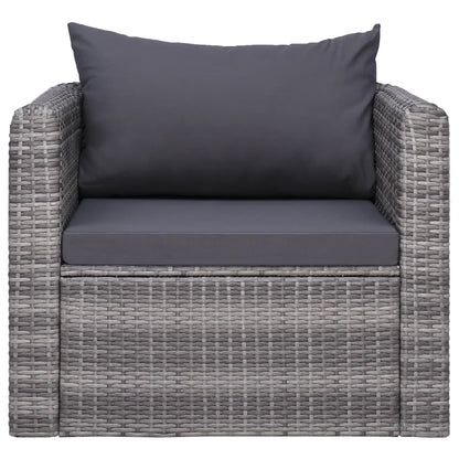 Silla De Jardín Con Cojines Ratán Sintético Gris