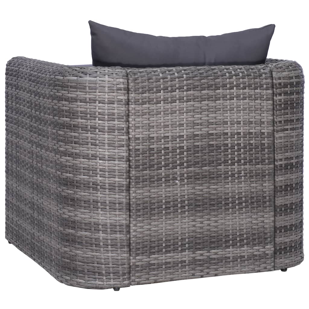 Silla De Jardín Con Cojines Ratán Sintético Gris