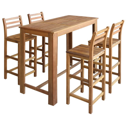 Set Mesa De Bar Y Sillas 7 Piezas De Madera De Acacia Maciza