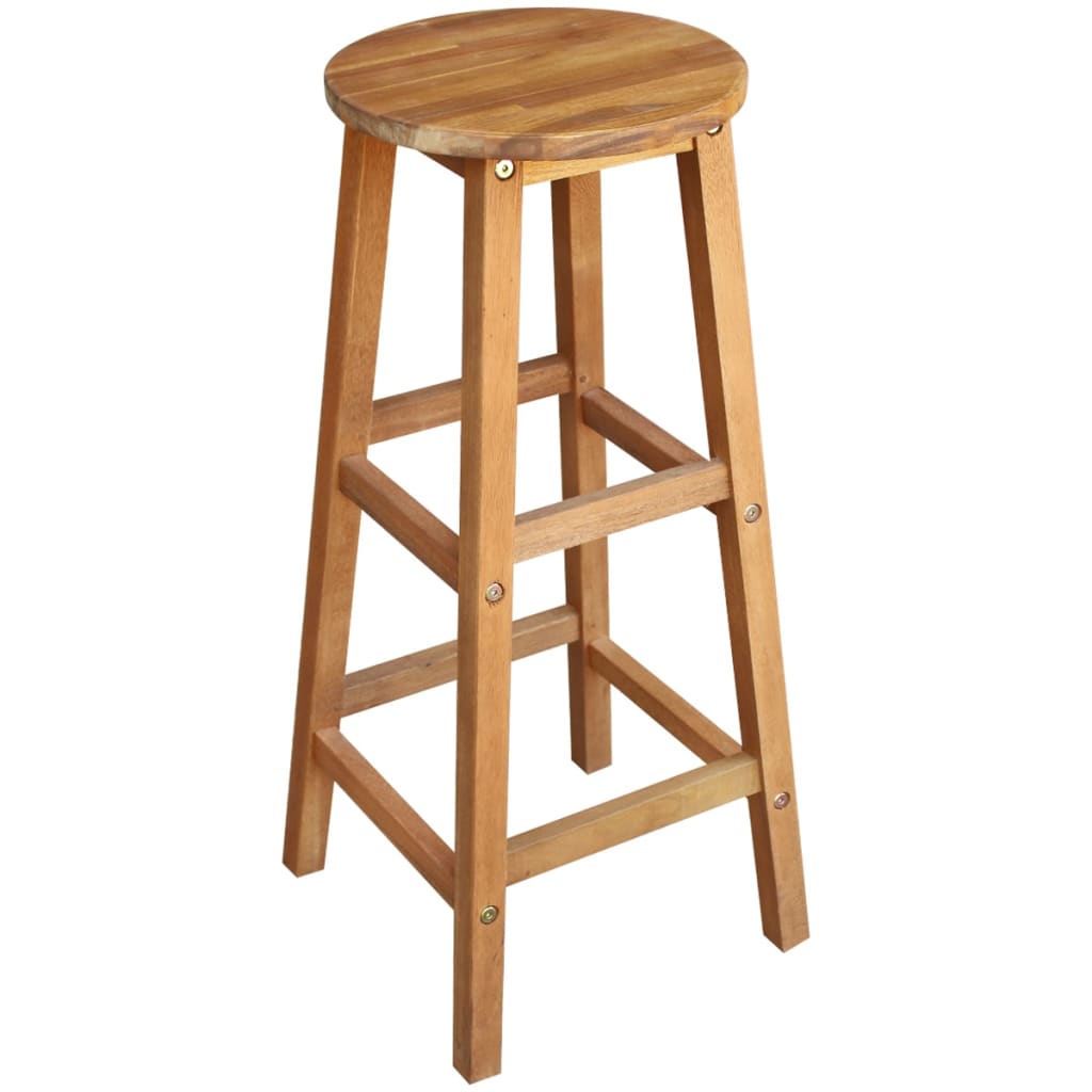 Set Mesa De Bar Y Taburetes 7 Piezas De Madera De Acacia Maciza
