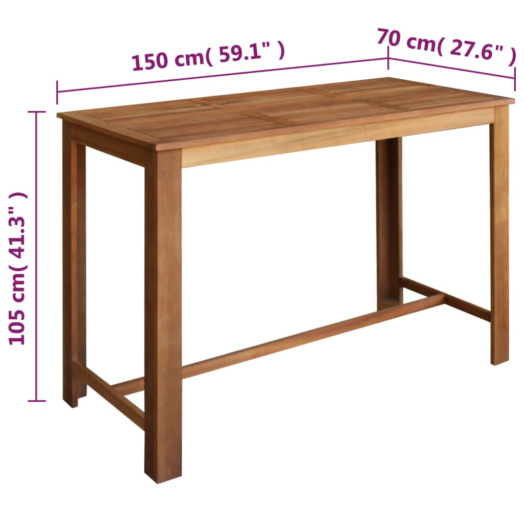 Set Mesa De Bar Y Taburetes 7 Piezas De Madera De Acacia Maciza