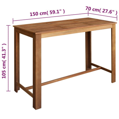 Set Mesa De Bar Y Taburetes 7 Piezas De Madera De Acacia Maciza
