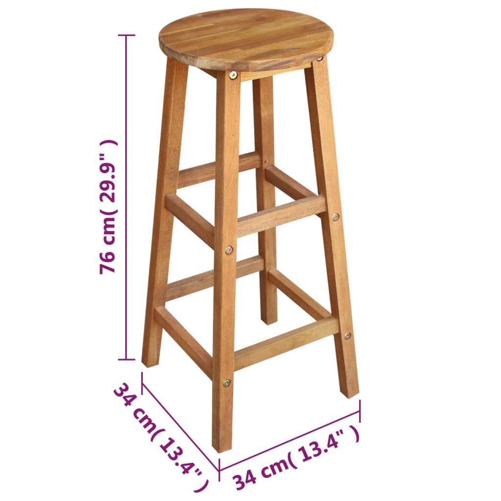 Set Mesa De Bar Y Taburetes 7 Piezas De Madera De Acacia Maciza