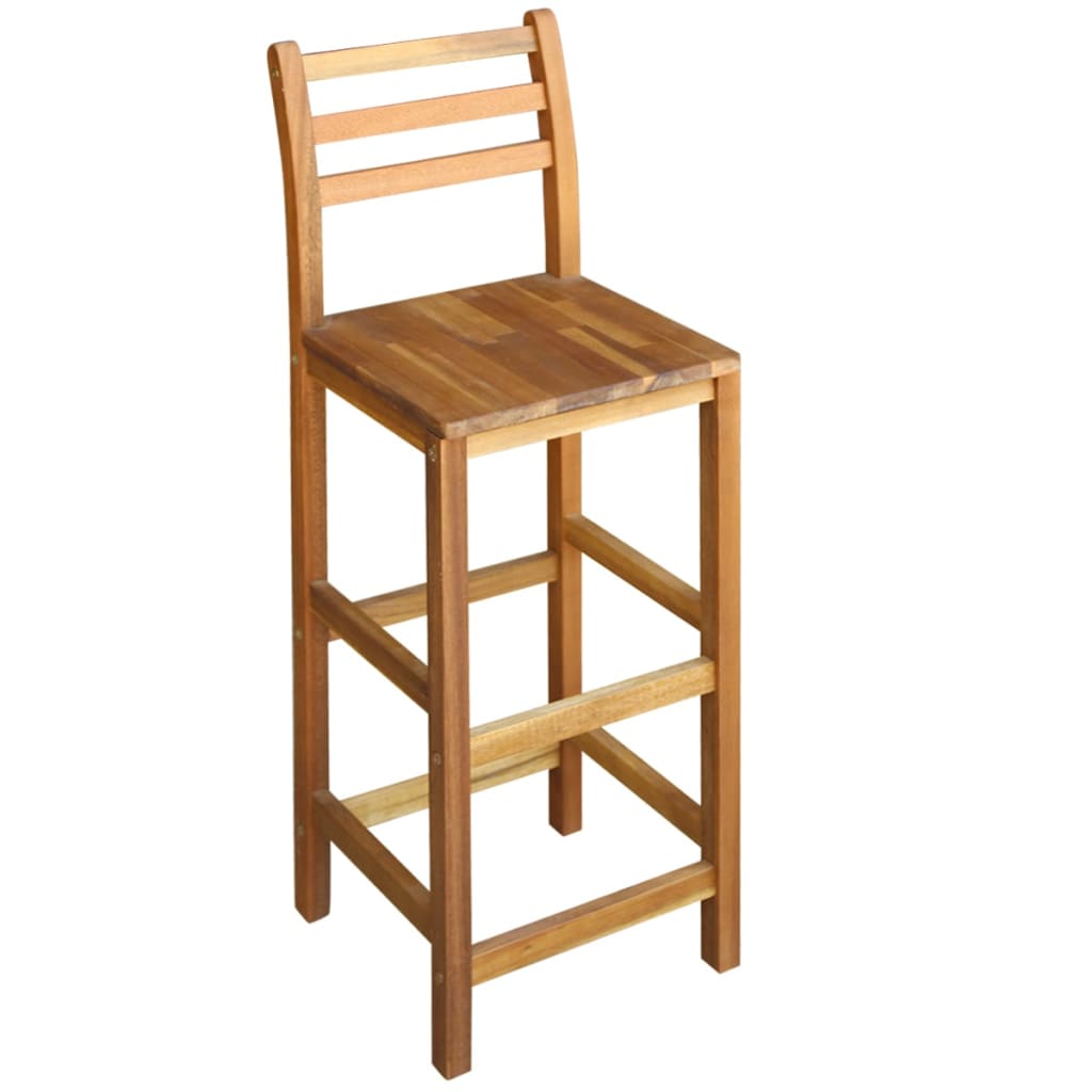Set Mesa De Bar Y Sillas 7 Piezas De Madera De Acacia Maciza