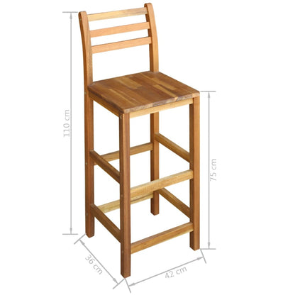 Set Mesa De Bar Y Sillas 7 Piezas De Madera De Acacia Maciza