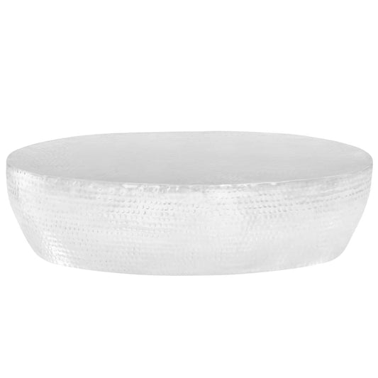 Mesa De Centro Aluminio Martillado Plateado 100X50X28 Cm