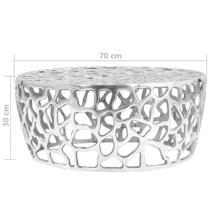 Mesa De Centro De Aluminio Fundido Plateado