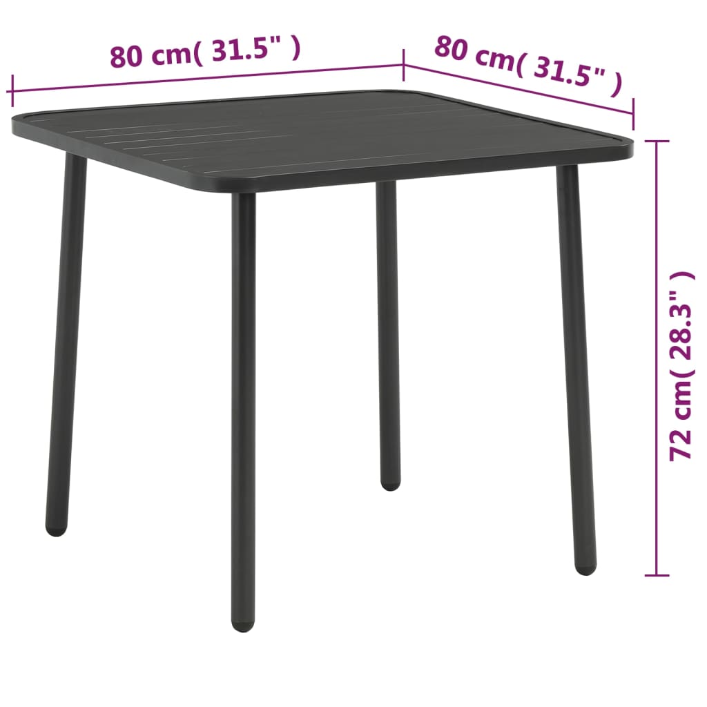 Mesa De Jardín De Acero Gris Oscuro