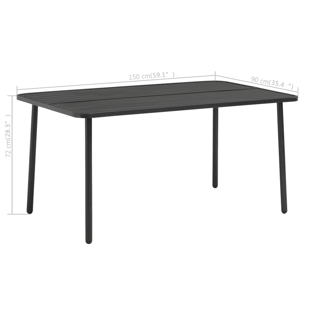 Mesa De Jardín De Acero Gris Oscuro