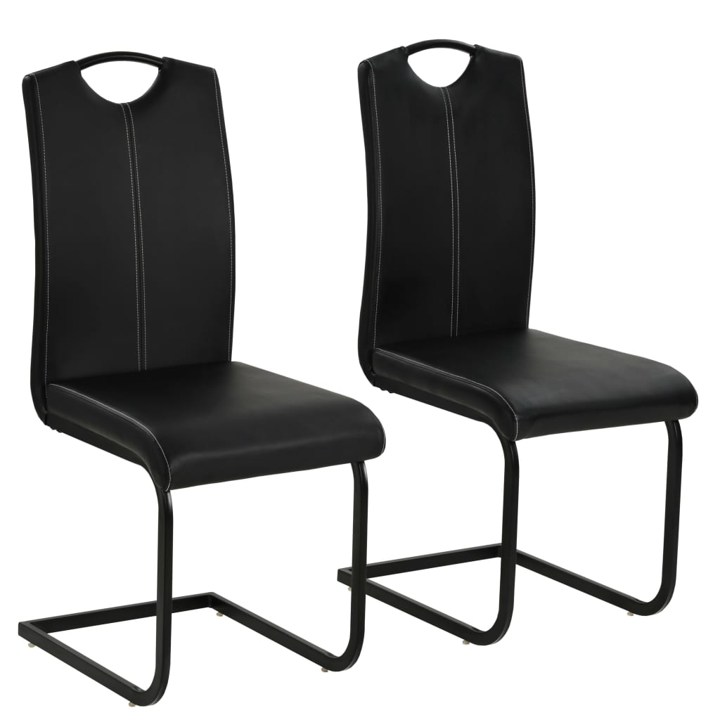 Sillas De Comedor Voladizas 2 Unidades Cuero Sintético