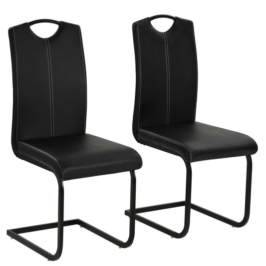 Sillas De Comedor Voladizas 2 Unidades Cuero Sintético