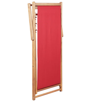Silla De Playa Plegable De Tela Y Estructura De Madera Roja