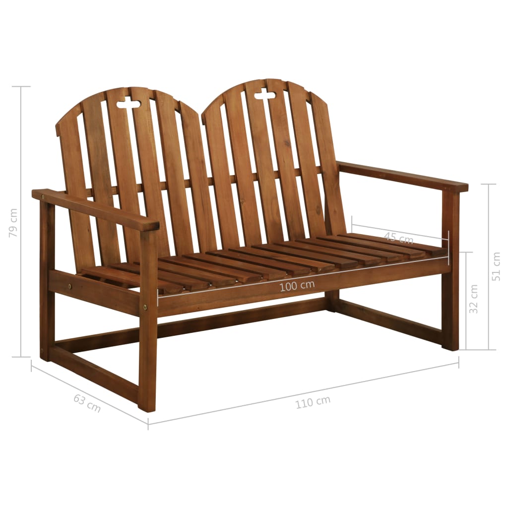 Banco De Jardín De Madera Maciza Acacia 110 Cm