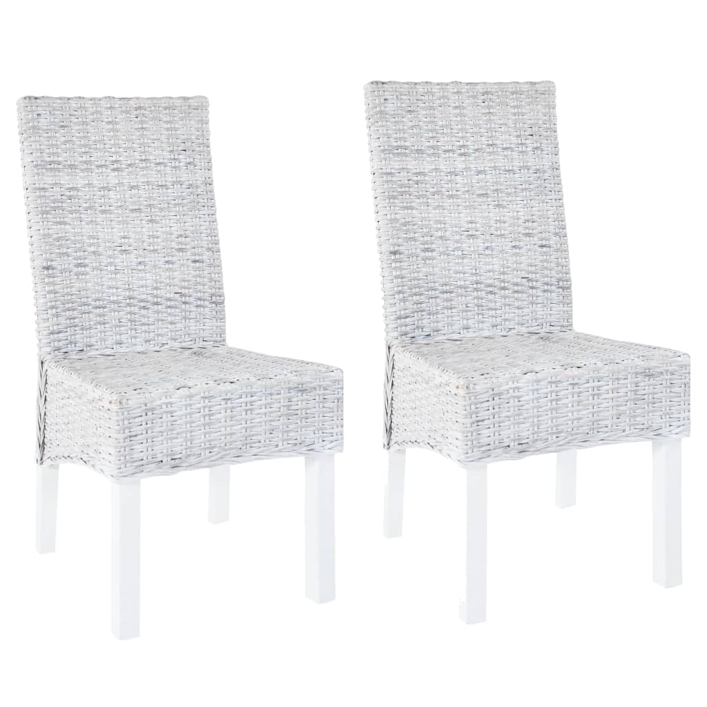 Sillas De Comedor 2 Unidades Ratán Kubu Y Madera Caoba