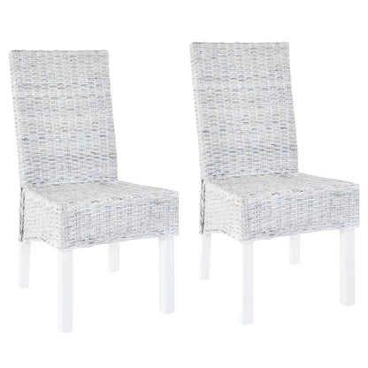Sillas De Comedor 2 Unidades Ratán Kubu Y Madera Caoba