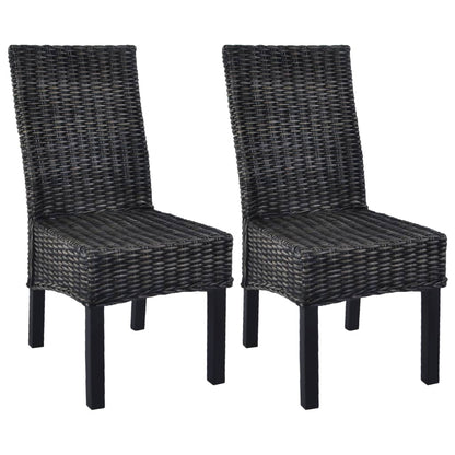 Sillas De Comedor 2 Unidades Ratán Kubu Y Madera Caoba
