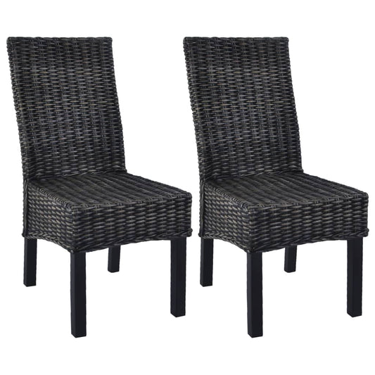 Sillas De Comedor 2 Unidades Ratán Kubu Y Madera Caoba
