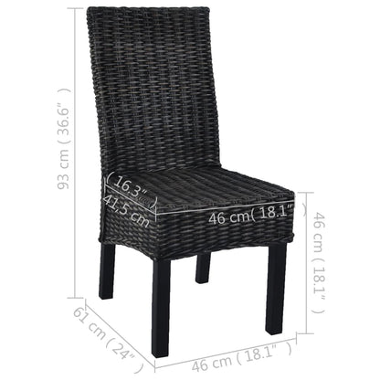 Sillas De Comedor 2 Unidades Ratán Kubu Y Madera Caoba