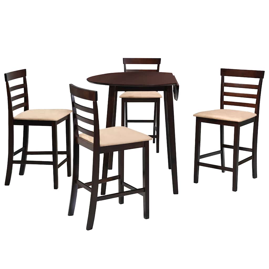 Set Mesa Y Sillas De Bar 5 Piezas Madera Maciza Marrón Y Blanco