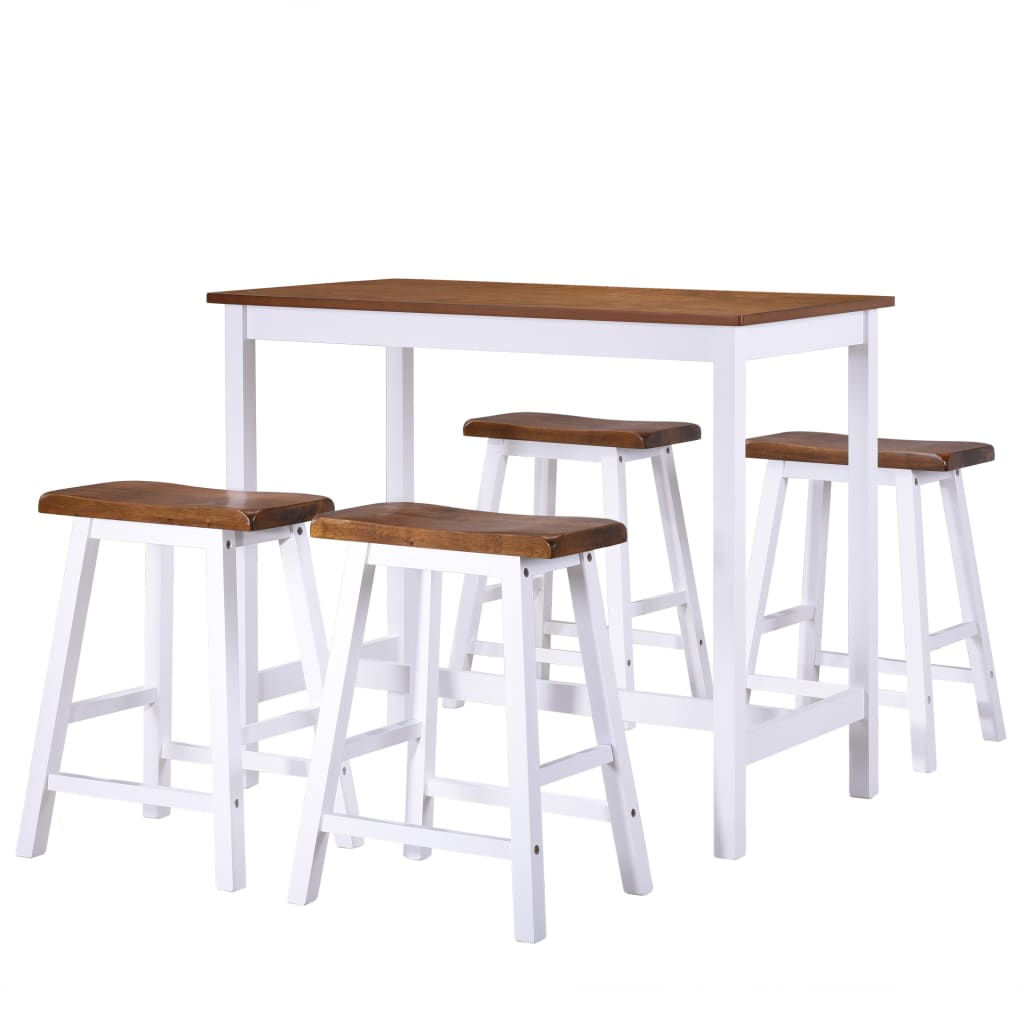 Juego De Mesa Alta Y Taburete De Cocina 5 Pzas Madera Maciza