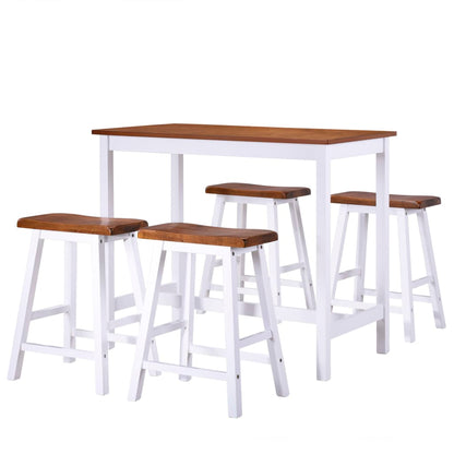 Juego De Mesa Alta Y Taburete De Cocina 5 Pzas Madera Maciza