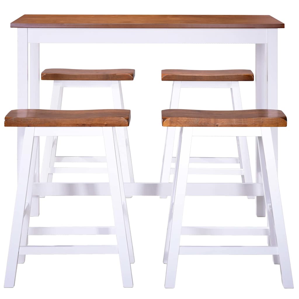 Juego De Mesa Alta Y Taburete De Cocina 5 Pzas Madera Maciza