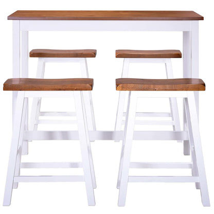 Juego De Mesa Alta Y Taburete De Cocina 5 Pzas Madera Maciza