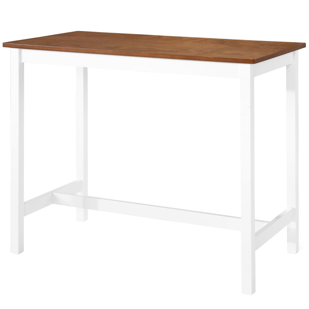 Set Mesa Y Sillas De Bar 5 Piezas Madera Maciza Marrón Y Blanco