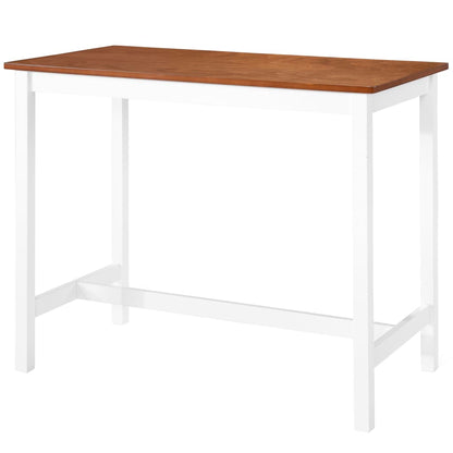 Set Mesa Y Sillas De Bar 5 Piezas Madera Maciza Marrón Y Blanco
